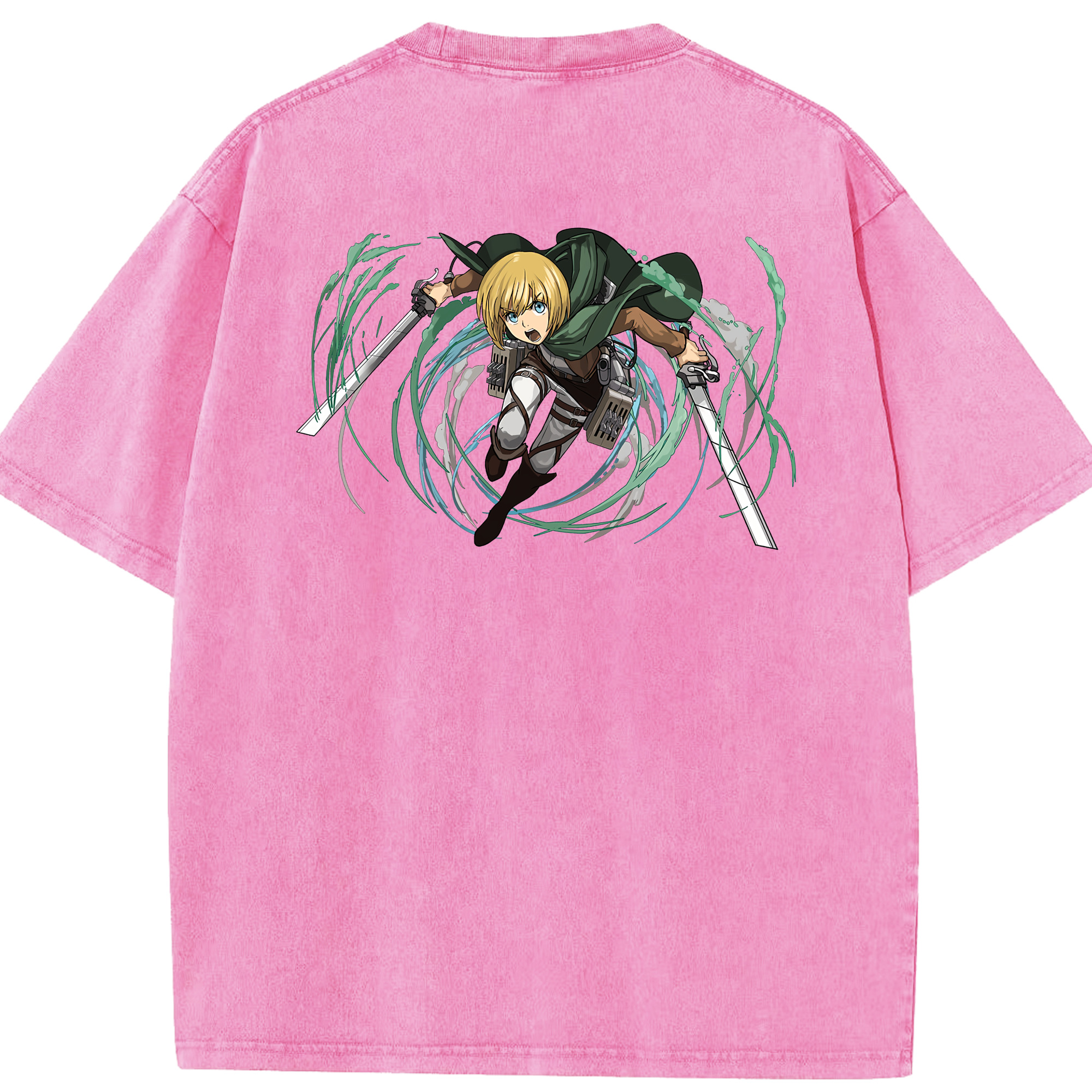 （画像用） 進撃の巨人 アルミン·アルレルト Attack on Titan Armin Arlert 綿100% ヴィンテージ風 半袖Tシャツ（背面プリント）